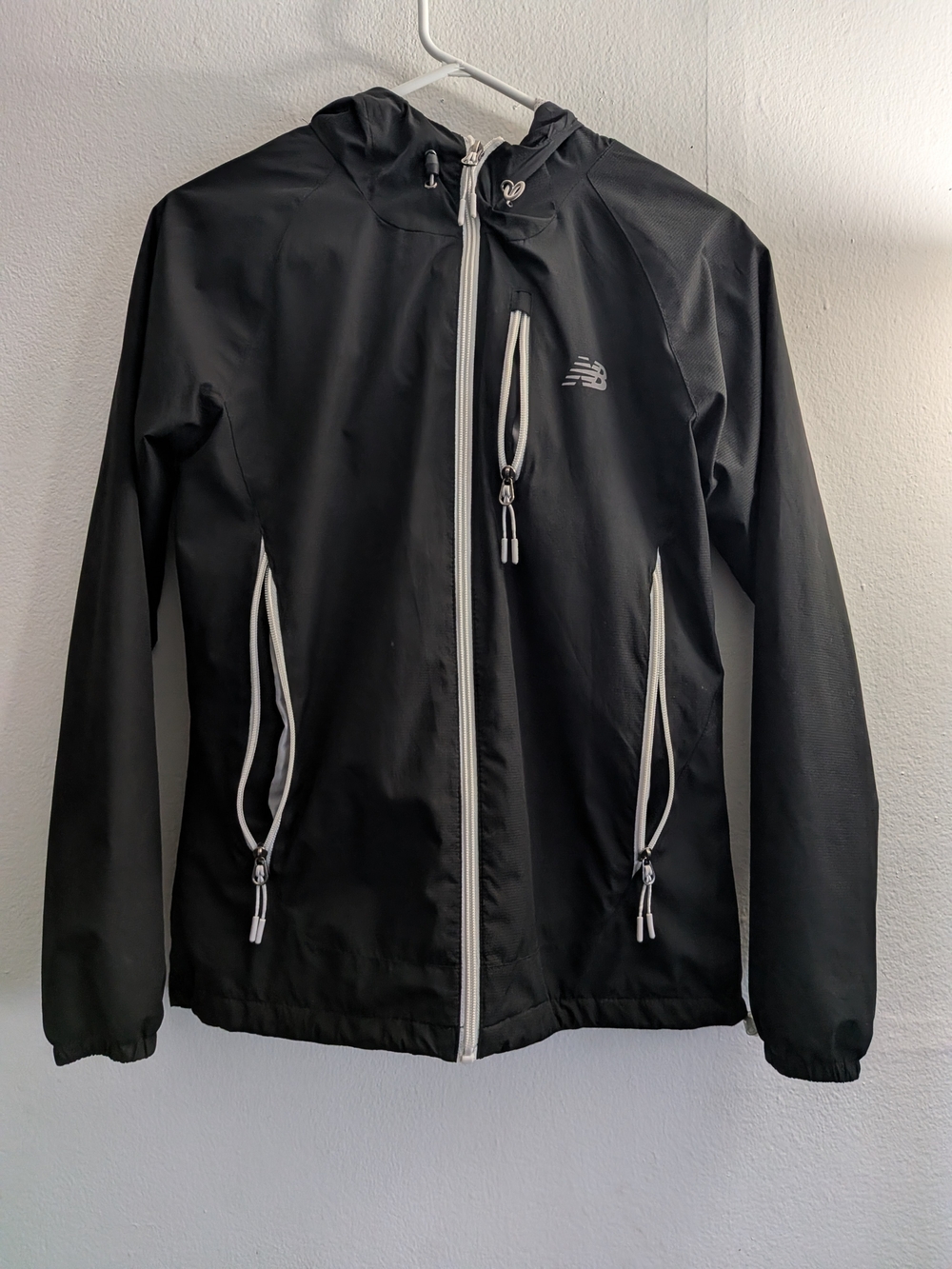 New Balance Black Hooded Jacket with White Trim